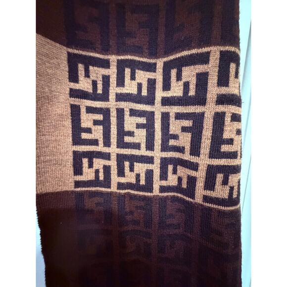 Fendi Zucca Wool Scarf in Brown - Picture 4 of 5